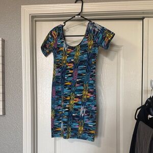 Forever 21 Blue and Yellow Patterned Mini Dress